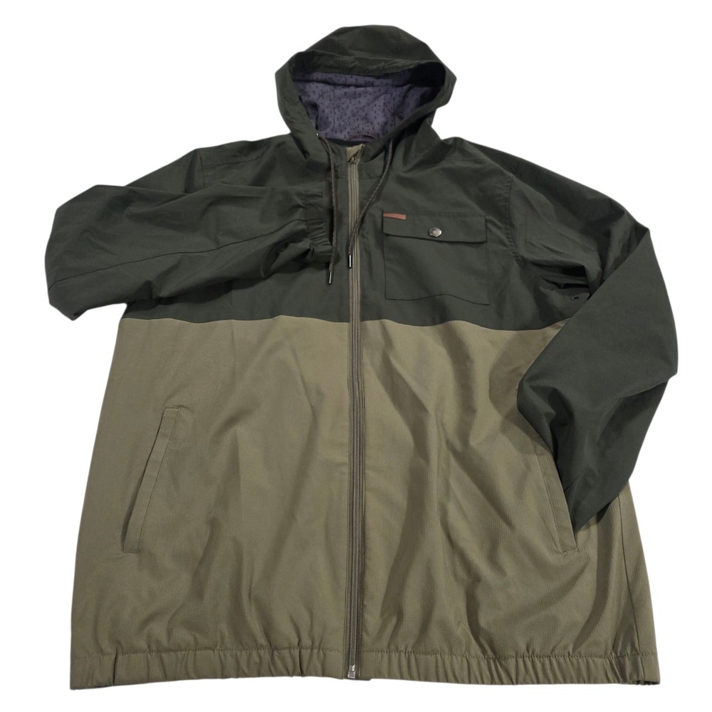 Voyager Windbreaker Jacket Mens Brown Black XL Colorblock Full Zip‎ Hooded Coat